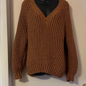 American Eagle Outfitters Brown V-Neck Sweater
